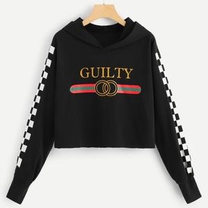Guilty cropped hoodie with checkboard sleeves